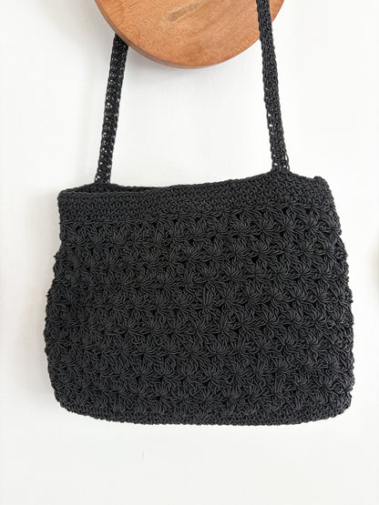 black woven crossbody