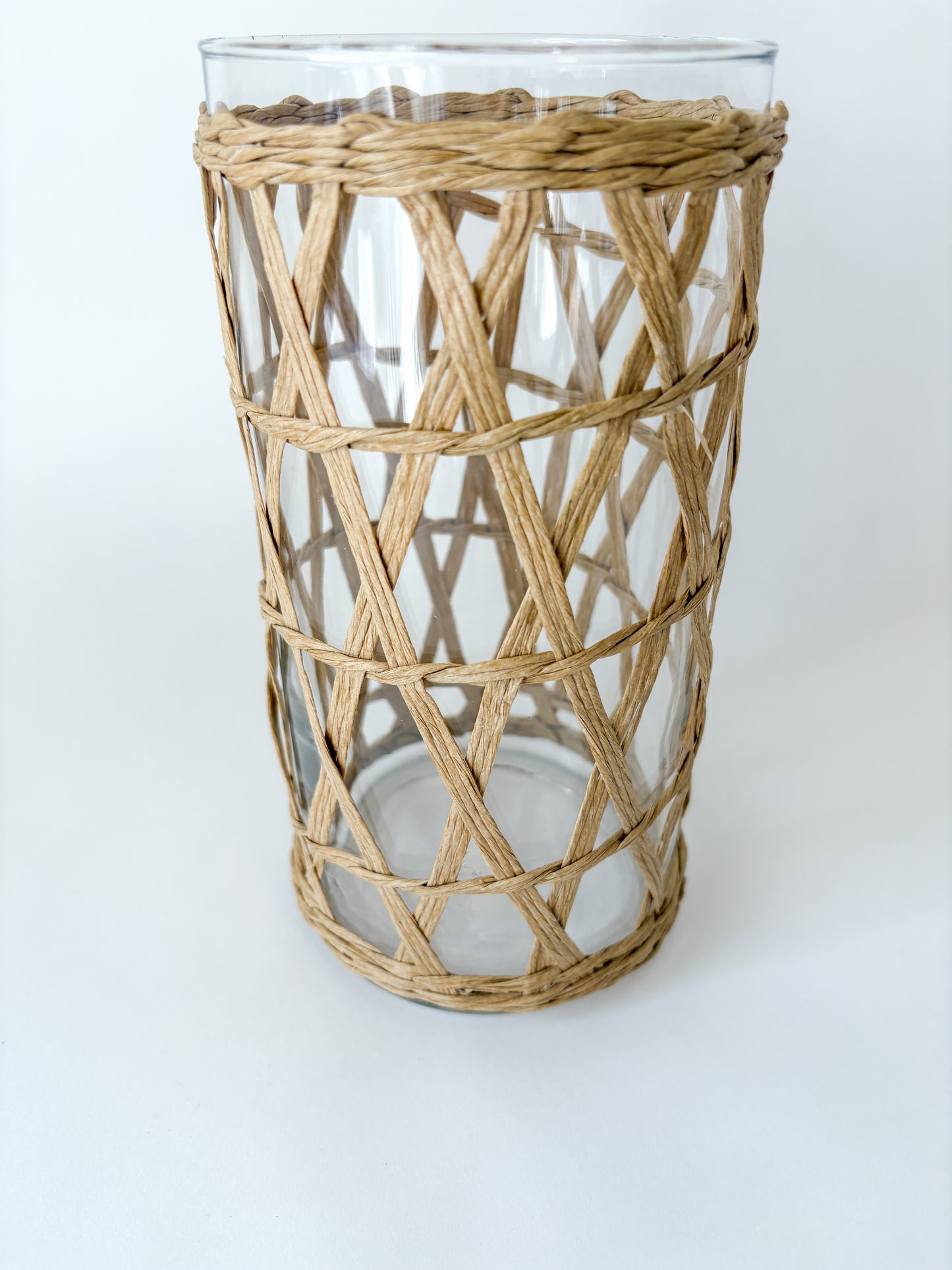 woven wrapped glass vase