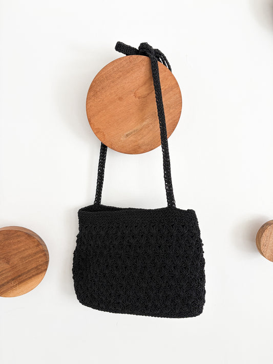 black woven crossbody